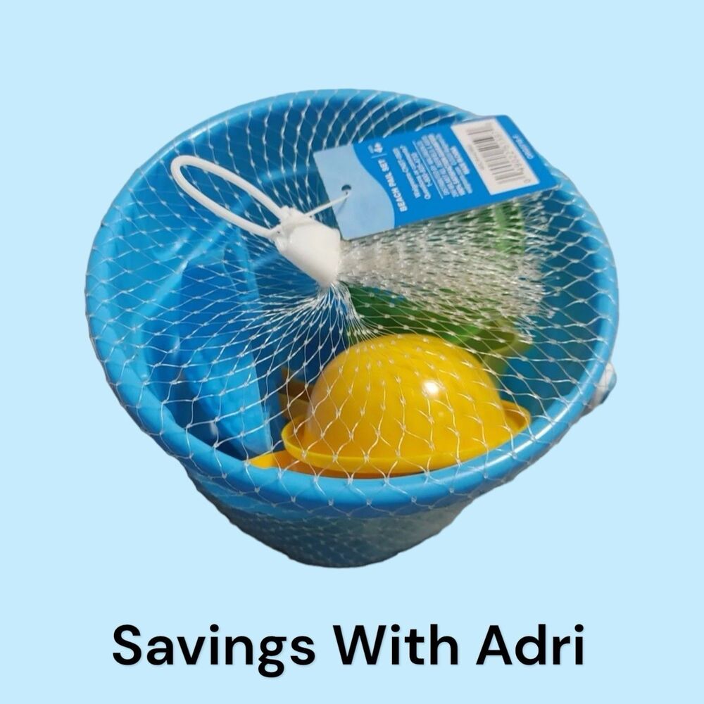 2x Water Sun and Fun Small Beach Pail Set Blue